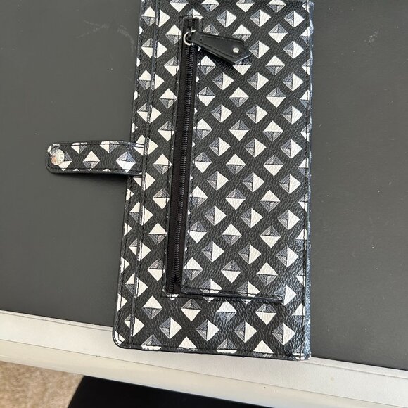 Vera Bradley Black White Diamond Long Thin Faux Leather Wallet - Picture 3 of 3
